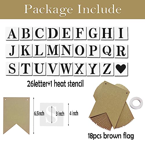 Customizable Brown Banner Set with 26 Letters Stencil
