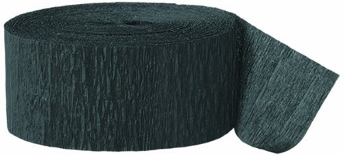 Jet Black Crepe Paper Streamer - 81ft, 1 Piece