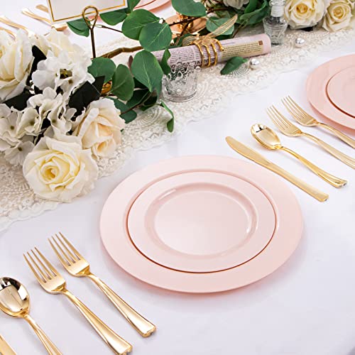 60PCS Pink Flowercat Plastic Plates for Party/Wedding/Mother's Day