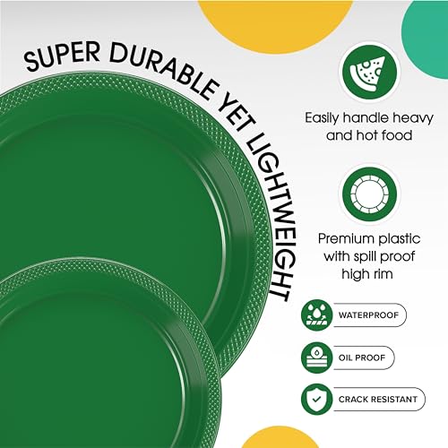 Green Plastic Party Plates Combo 100-Pack