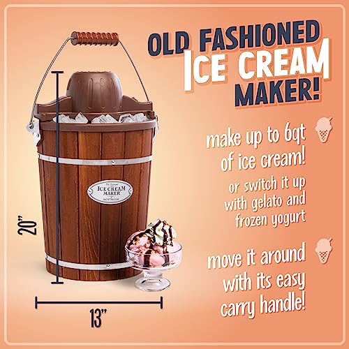 Nostalgia 6-Quart Wood Bucket Ice Cream Maker