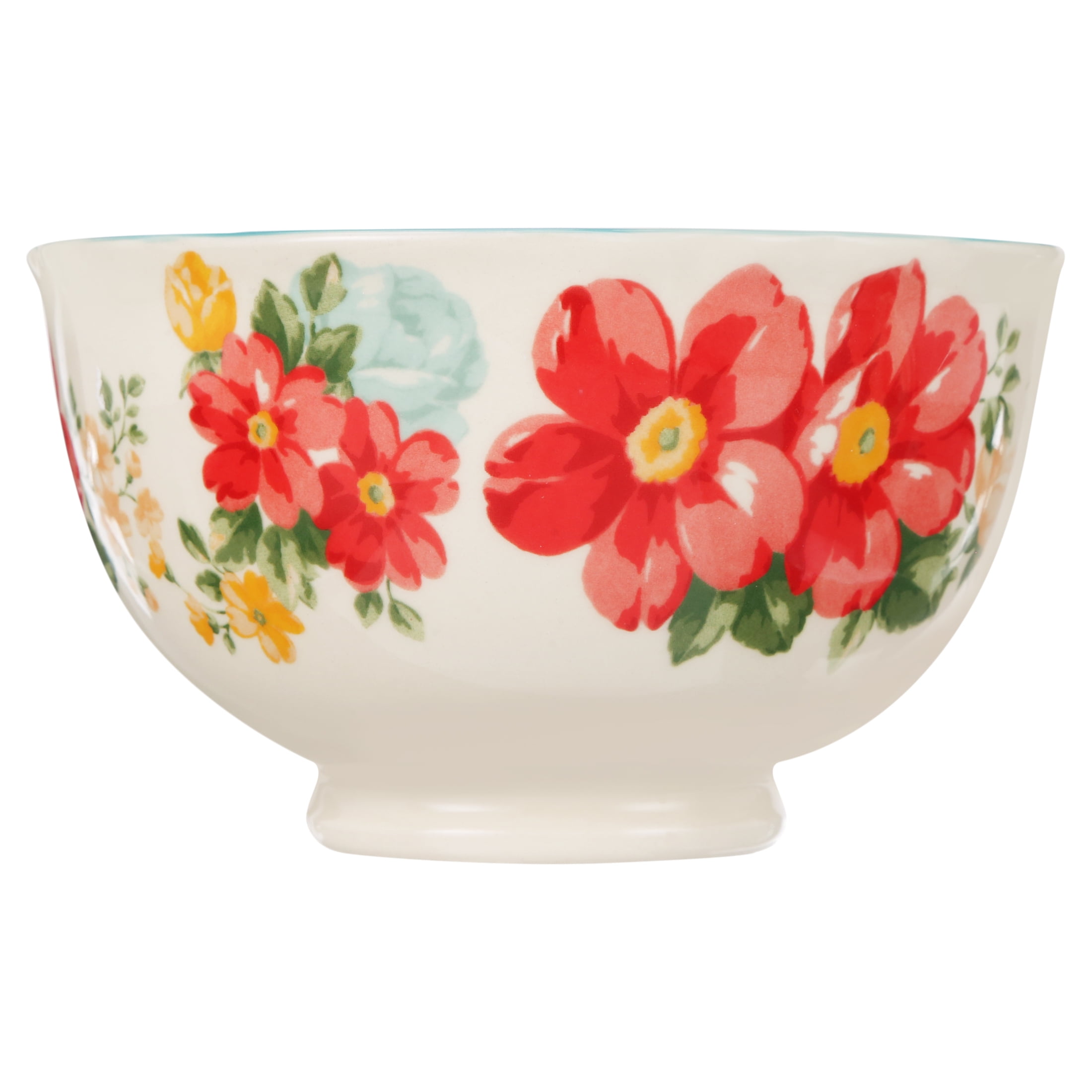 Vintage Floral 4-Piece Footed Bowl Set
