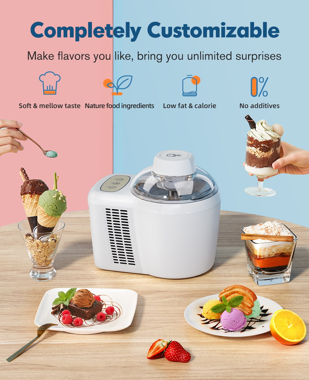 700ml Automatic Ice Cream Maker with 2 Modes