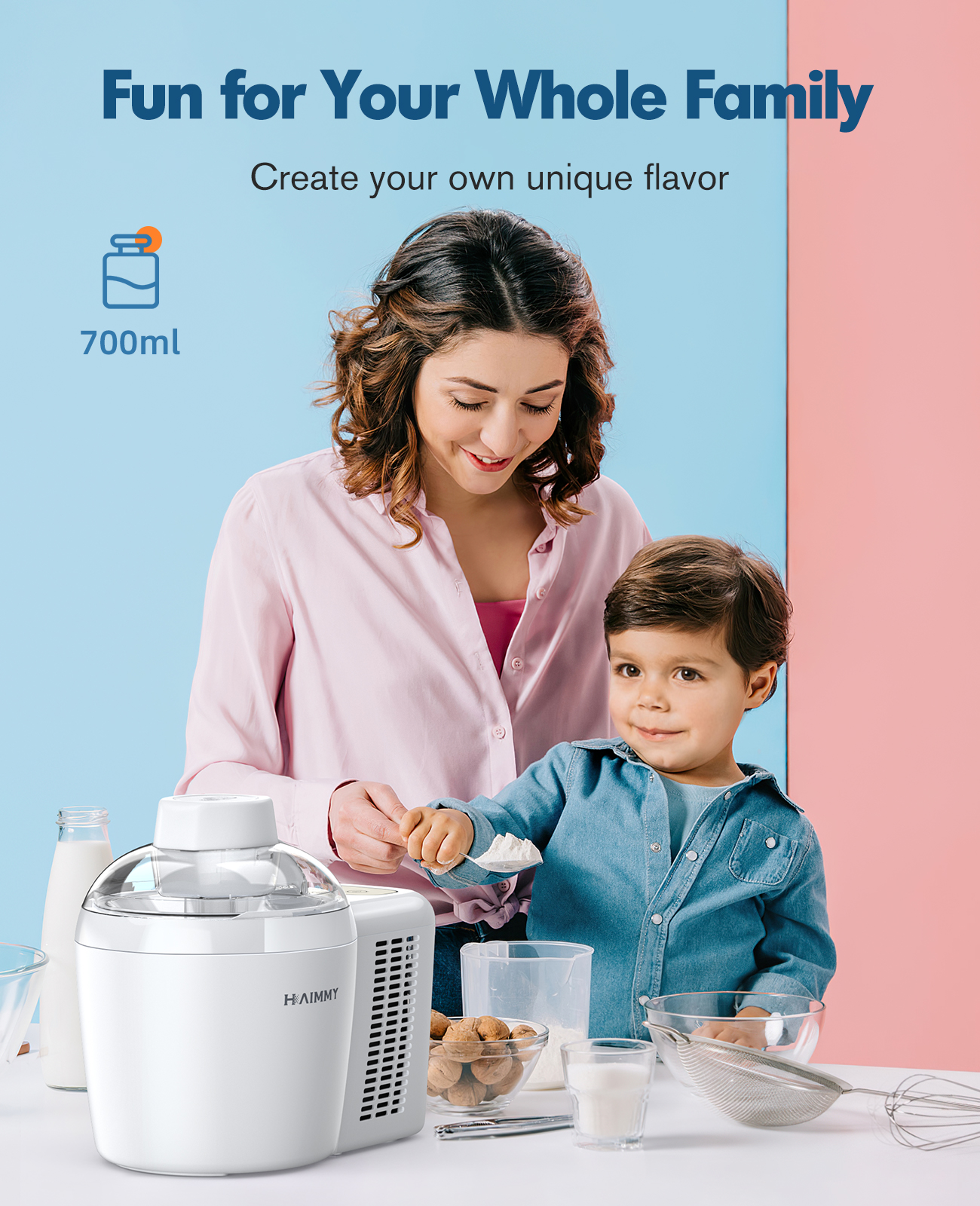 700ml Automatic Ice Cream Maker with 2 Modes