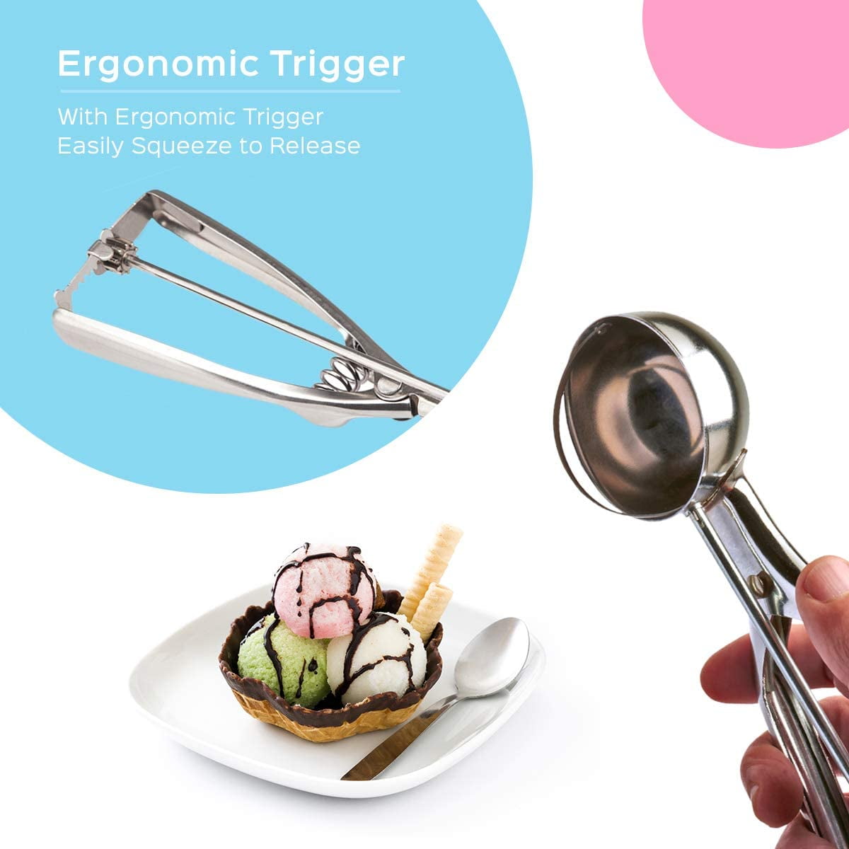 Stainless Steel Ice Cream Scoop with Trigger