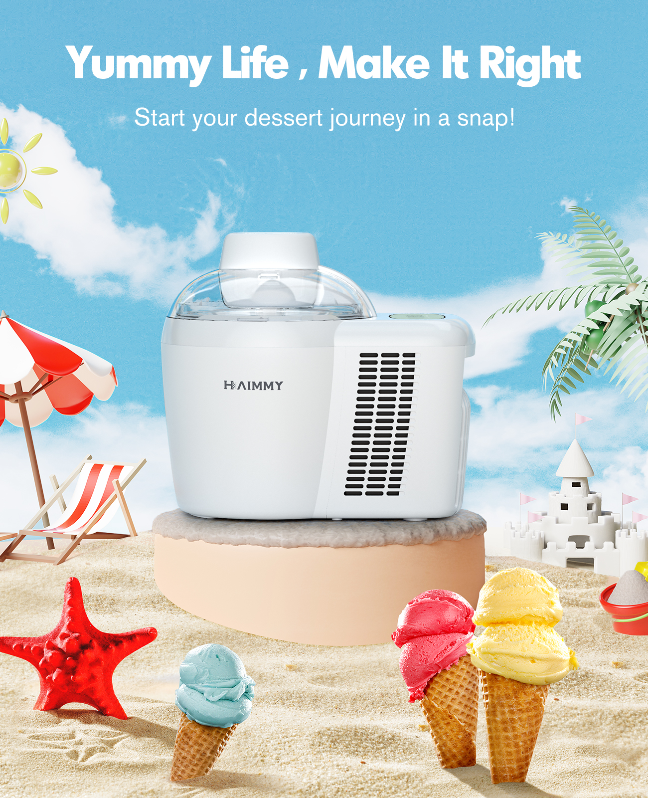 700ml Automatic Ice Cream Maker with 2 Modes