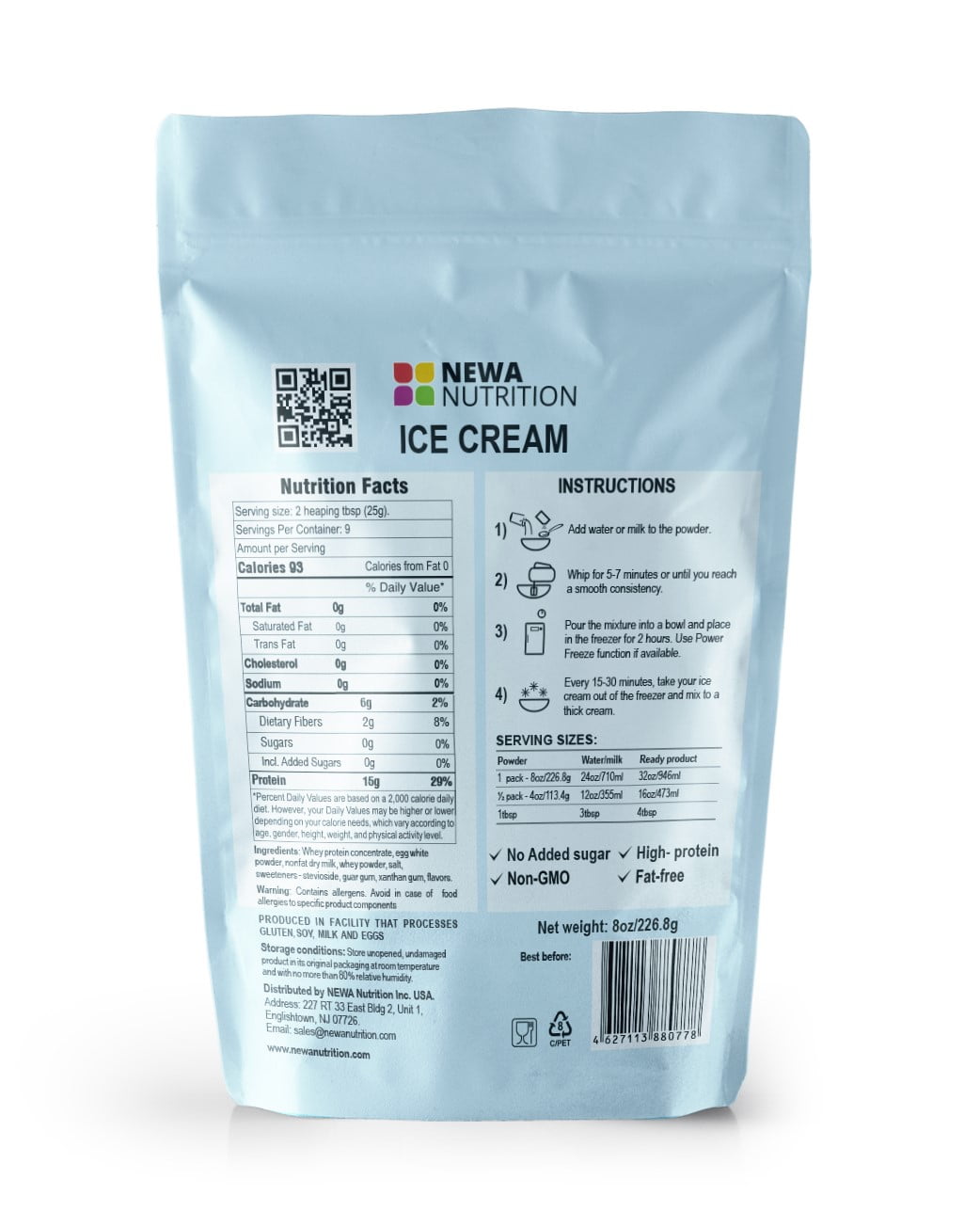 Keto Friendly No Added Sugar Vanilla Ice Cream Mix