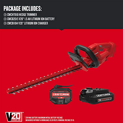 CRAFTSMAN V20 Cordless 20" Hedge Trimmer - Battery Included