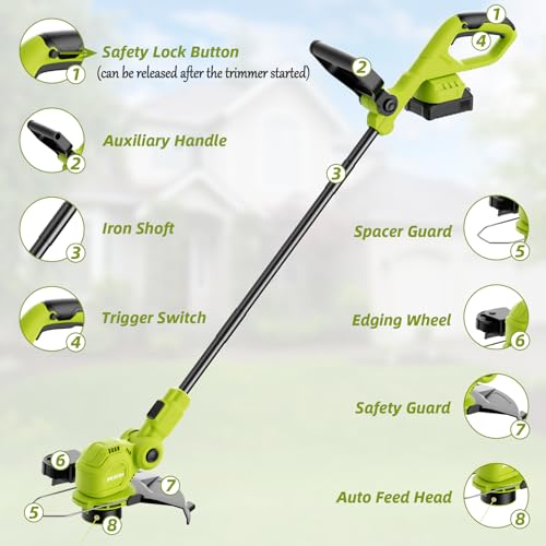 JAGROM 12" 20V Cordless String Trimmer & Lawn Edger