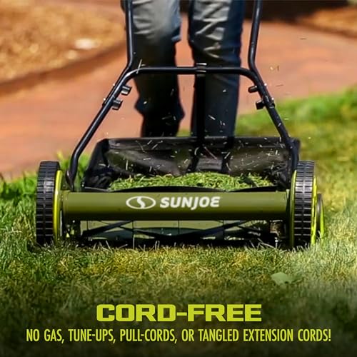 Sun Joe MJ501M 7-Gallon Lawn Mower, 18-Inch, Compact Green/Black