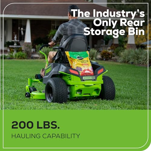 Greenworks Cordless Electric Zero Turn Riding Mower with batteries