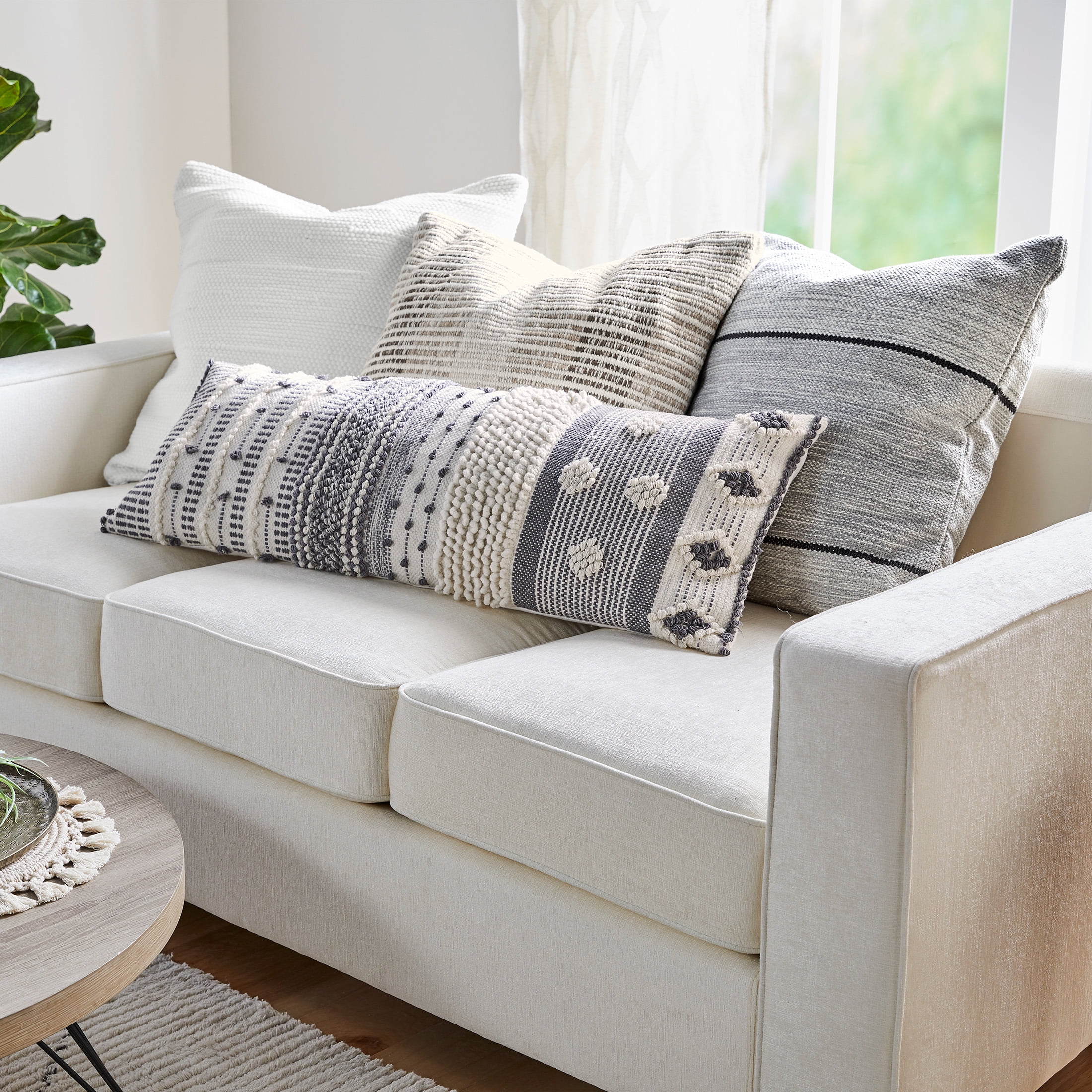 Zoey Beige Oversized Oblong Pillow - 14" x 36