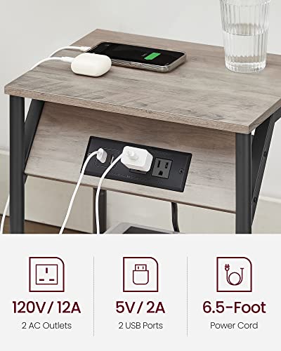 VASAGLE Charging Side Table with USB Ports and Outlets