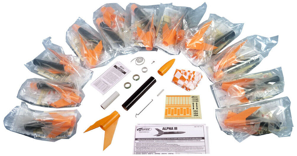 12 Beginner Model Rocket Kits in Alpha III Bulk Pack