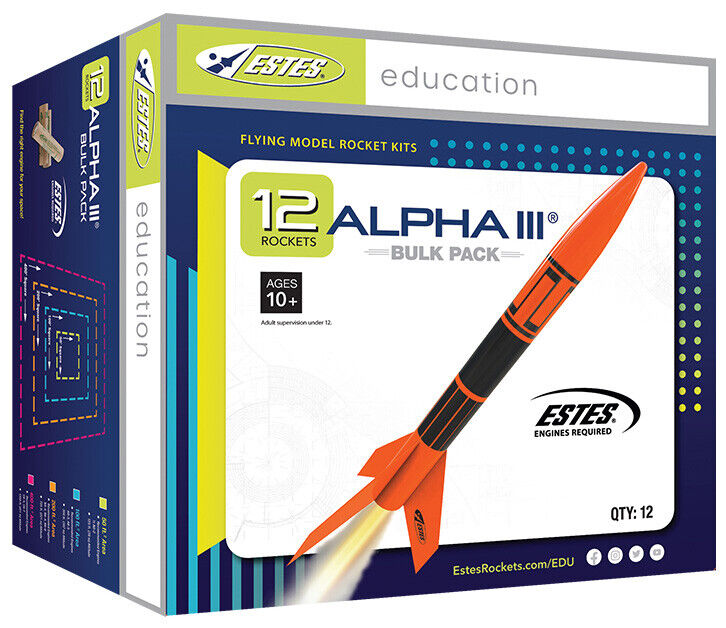 12 Beginner Model Rocket Kits in Alpha III Bulk Pack