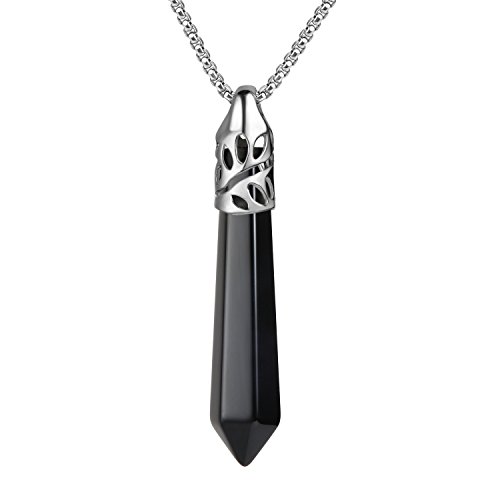 Black Onyx Crystal Pendant Necklace for Energy Healing