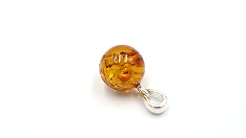 Cognac Amber Pendant with Sterling Silver Loop | Amber Jewelry