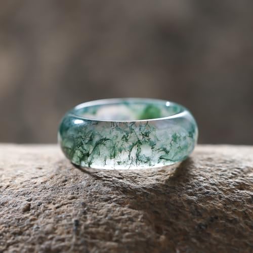 Angol Moss Agate Ring - Unisex Green Gemstone