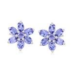 2.10 ct. t.w. Tanzanite Flower Earrings in Sterling Silver