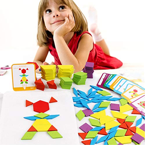 LovesTown 209 PCS Wooden Geometric Pattern Blocks