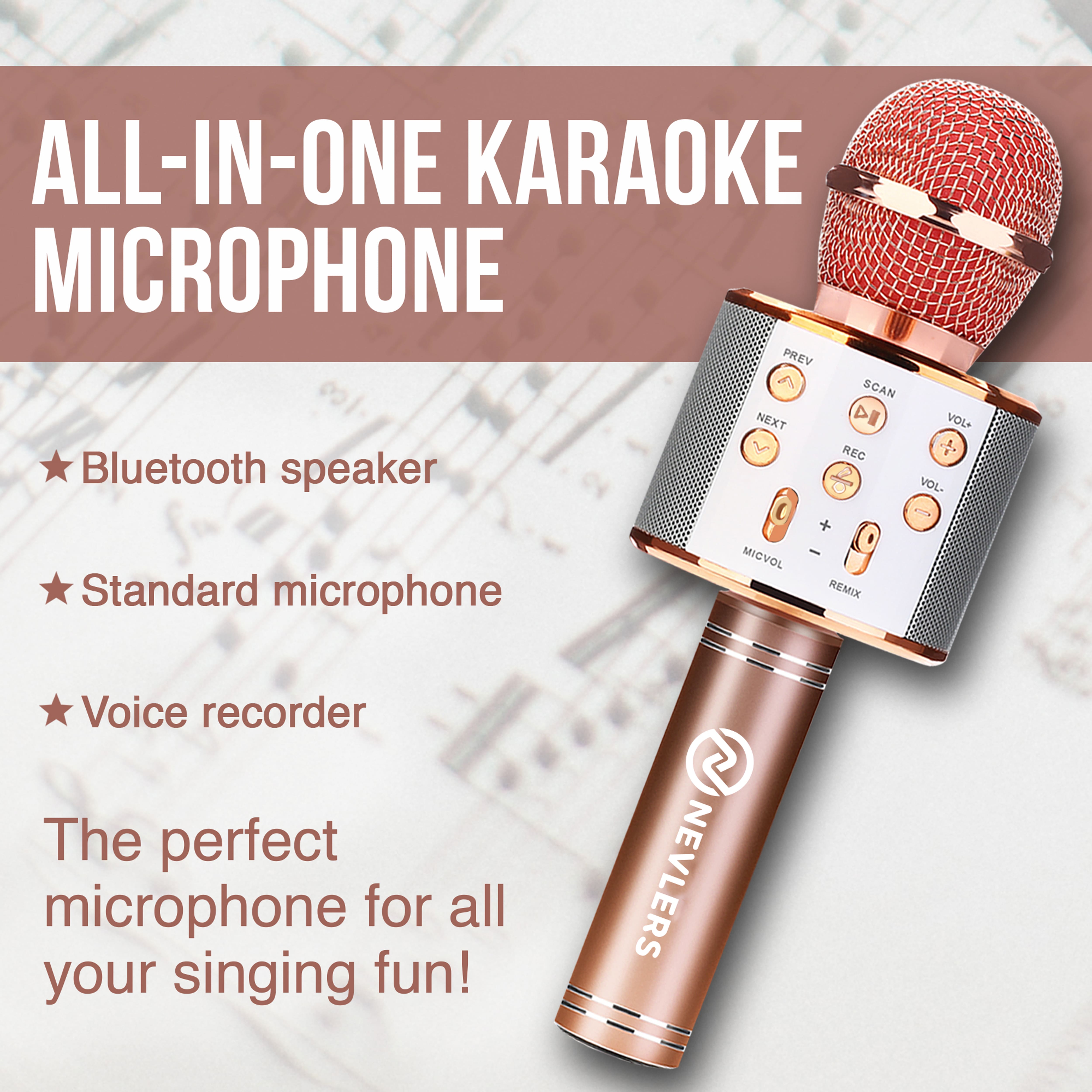 Wireless Bluetooth Karaoke Microphone - Rose Gold