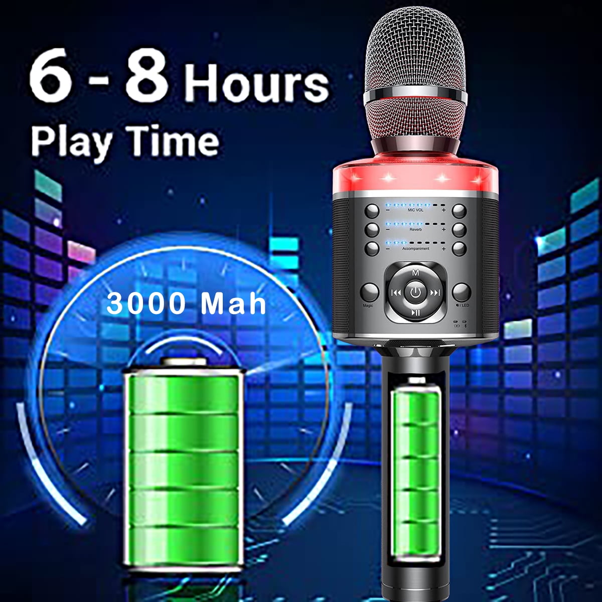 Wireless Bluetooth Karaoke Microphone with Voice Changer