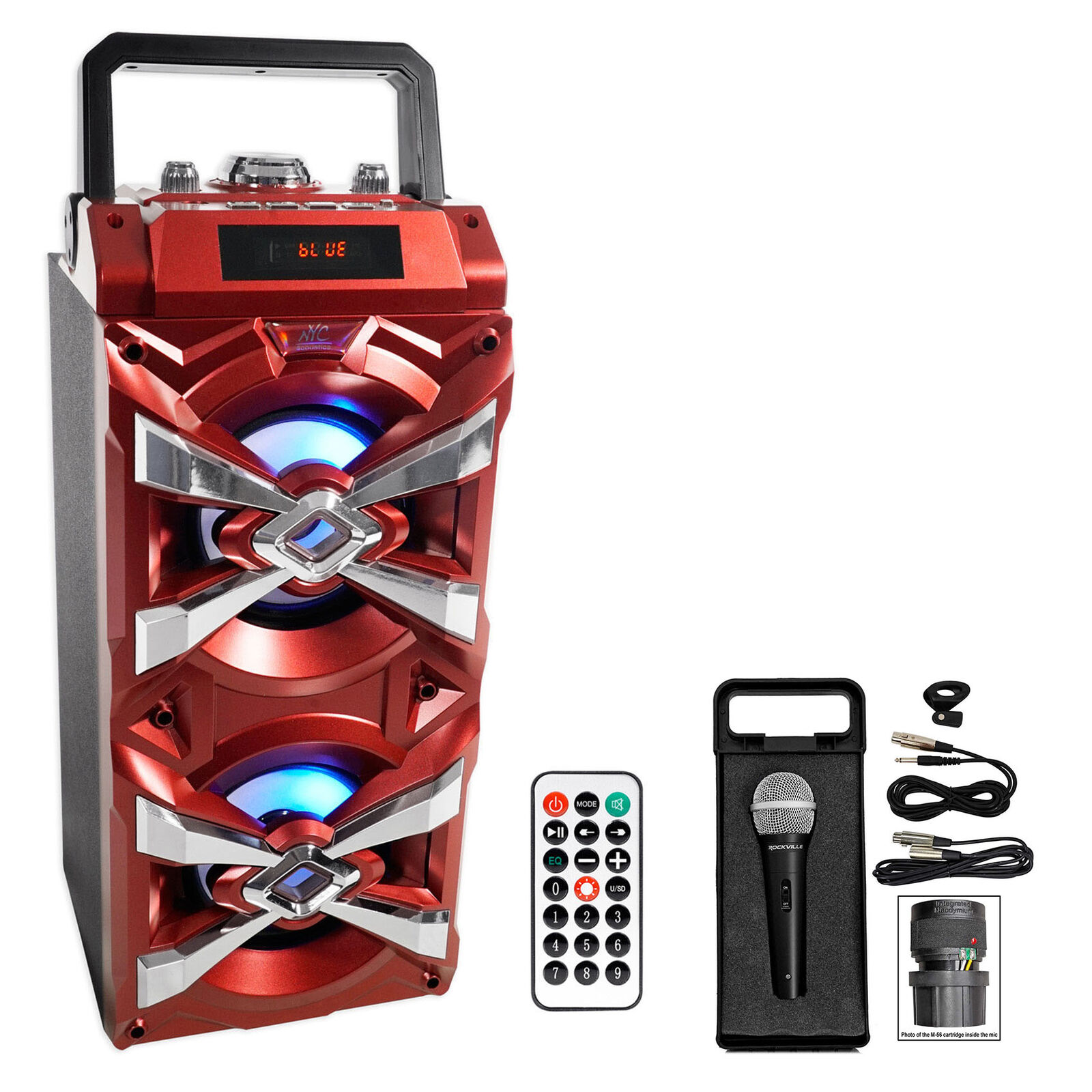 X-Tower Karaoke System with Bluetooth, LED's, Mic & Remote