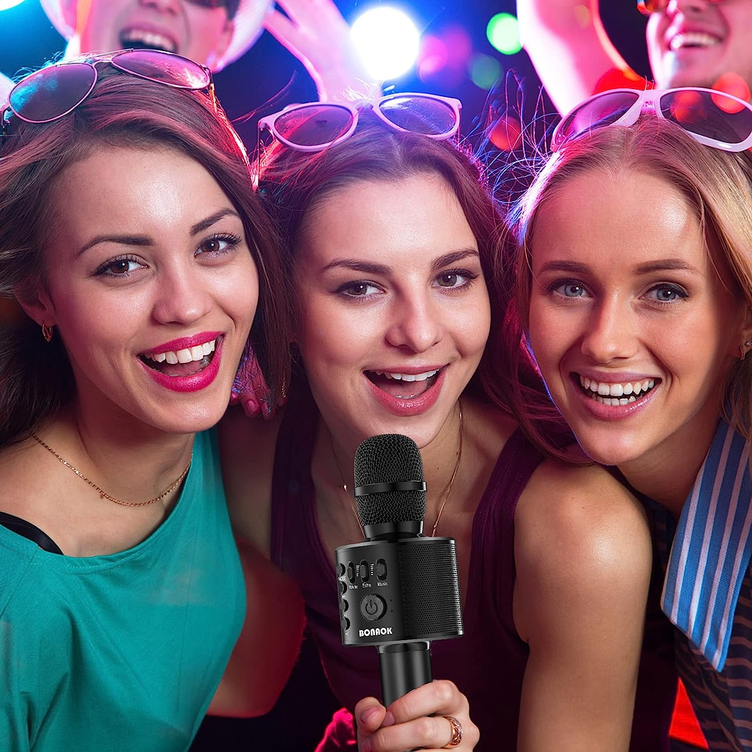 BONAOK 3-in-1 Wireless Bluetooth Karaoke Microphone