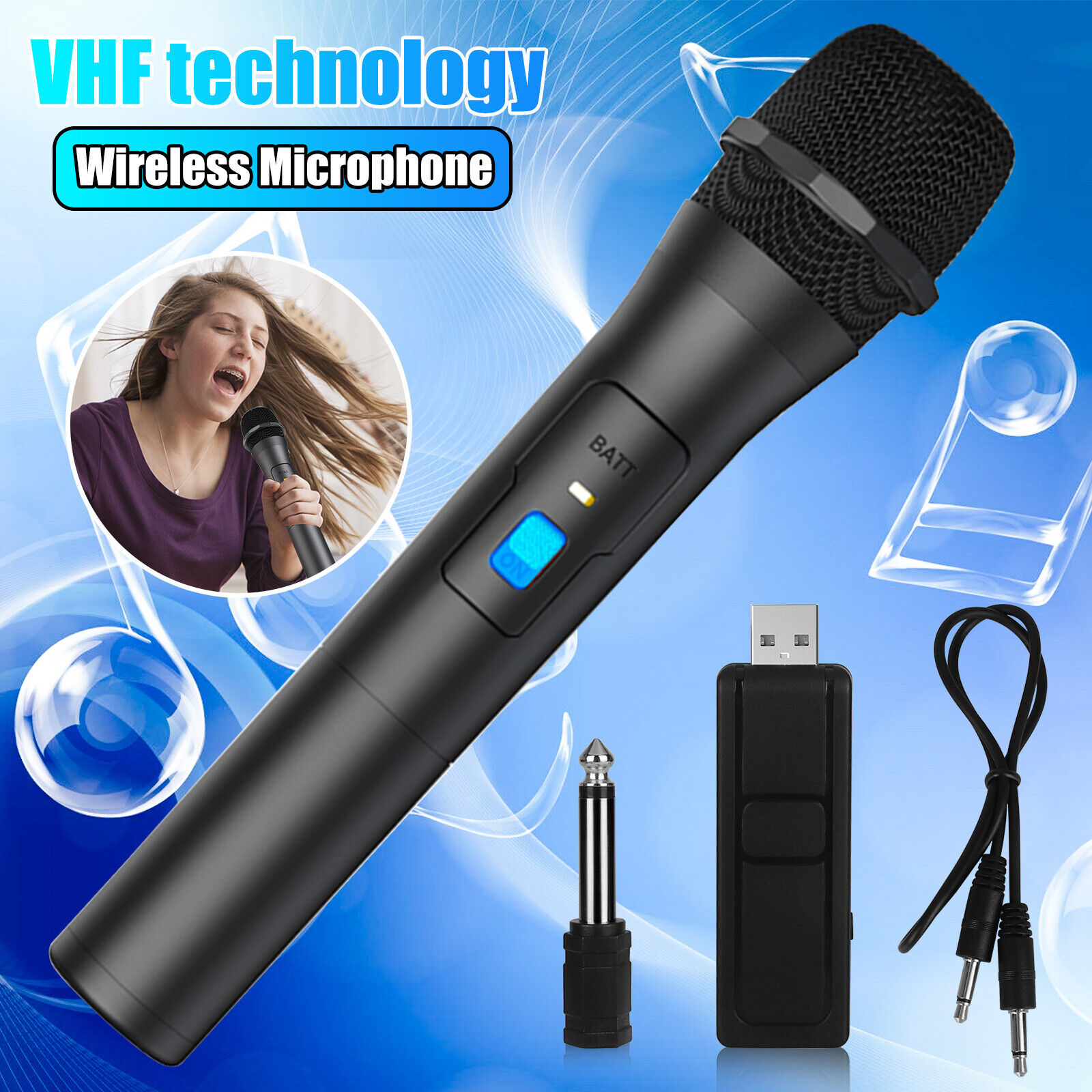 Wireless VHF Handheld Microphone System for Karaoke
