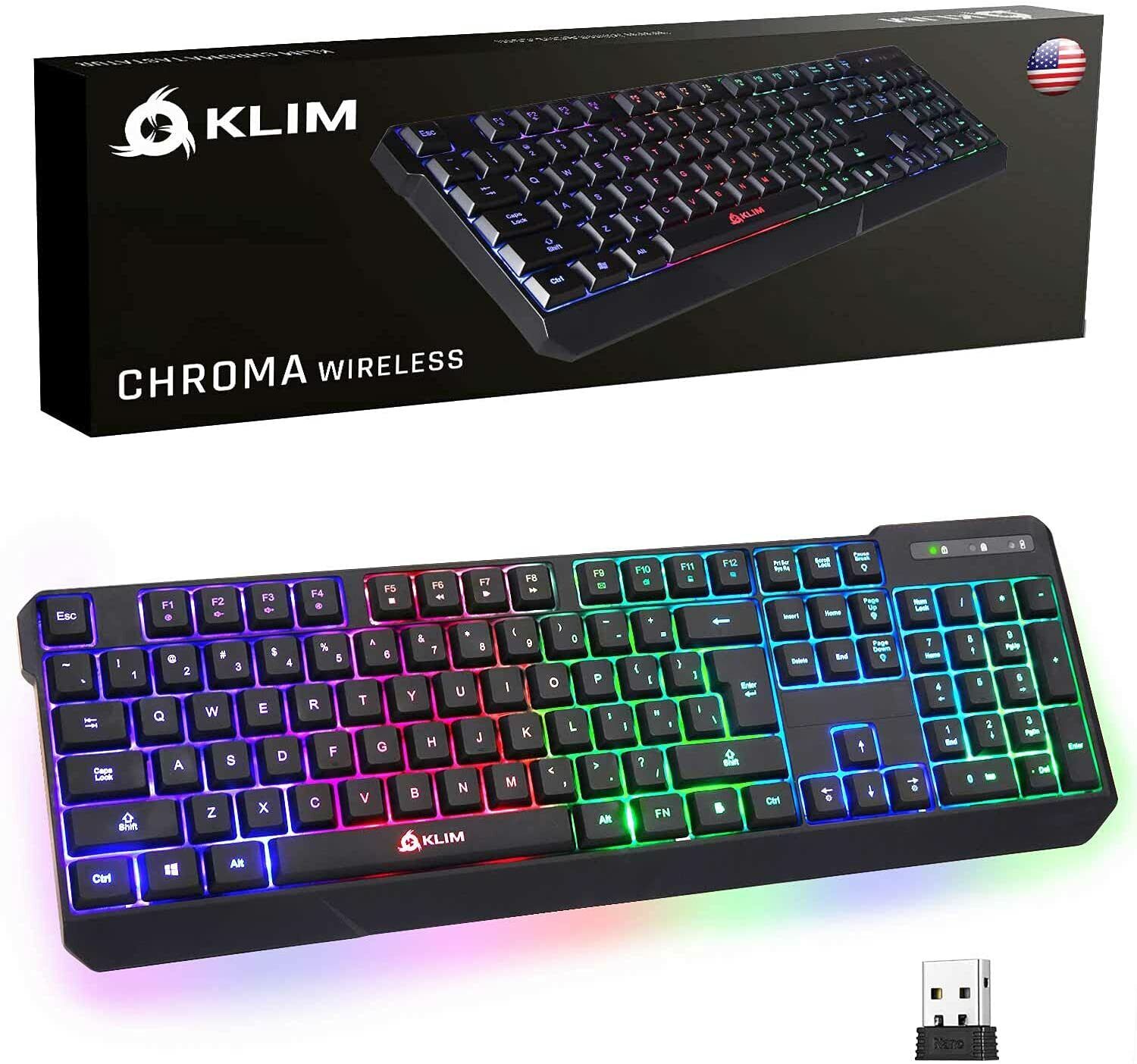 KLIM Chroma Rechargeable Wireless RGB Gaming Keyboard