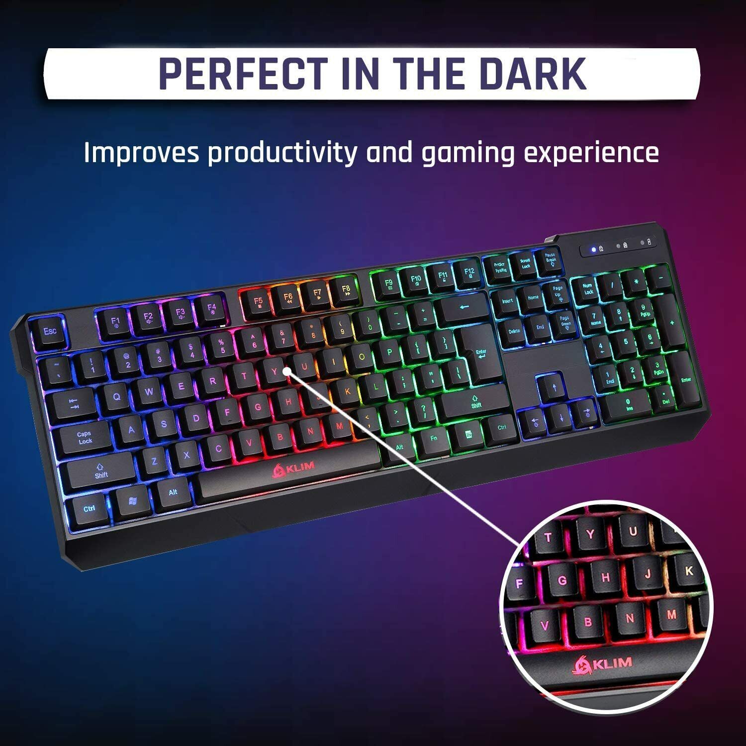 KLIM Chroma Rechargeable Wireless RGB Gaming Keyboard