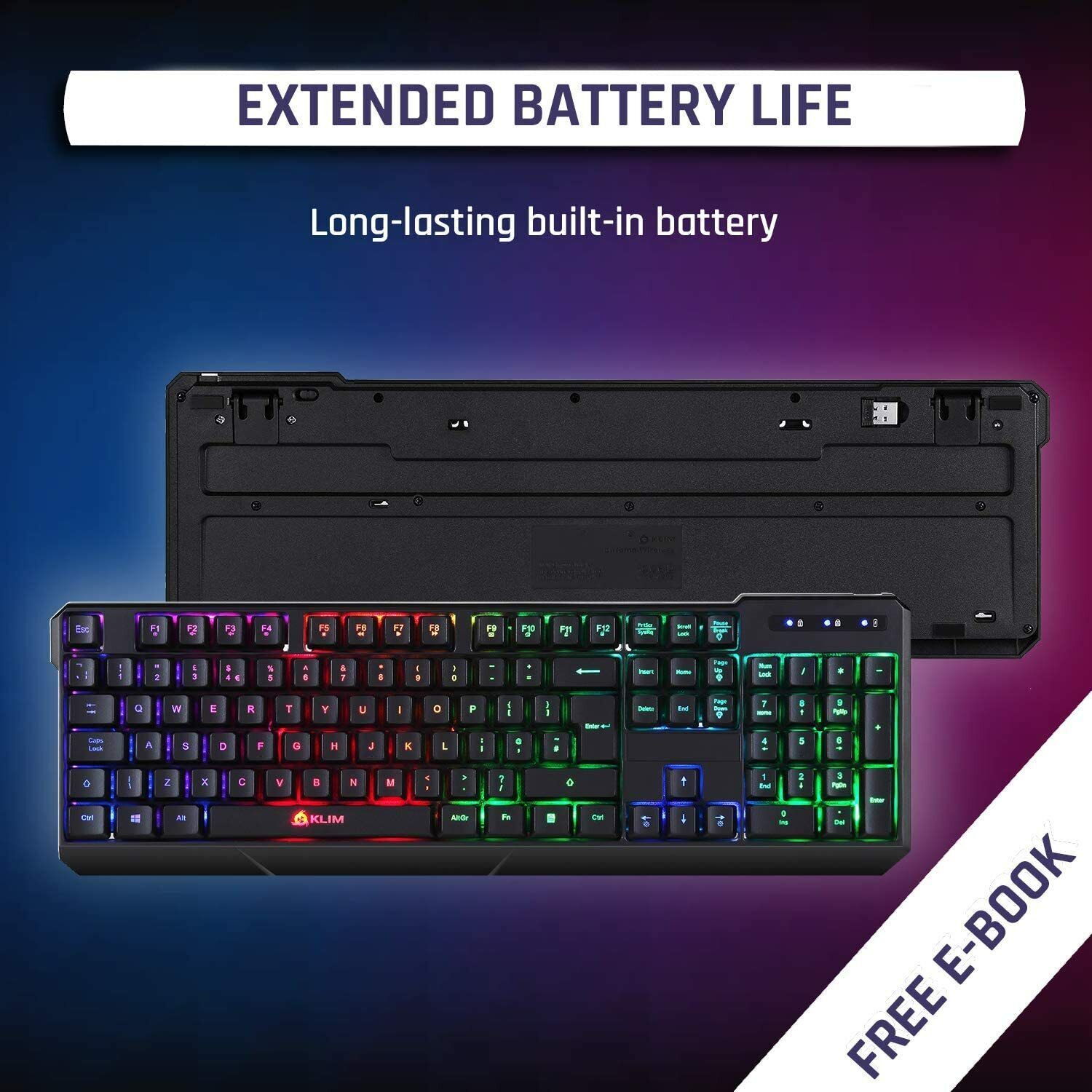 KLIM Chroma Rechargeable Wireless RGB Gaming Keyboard