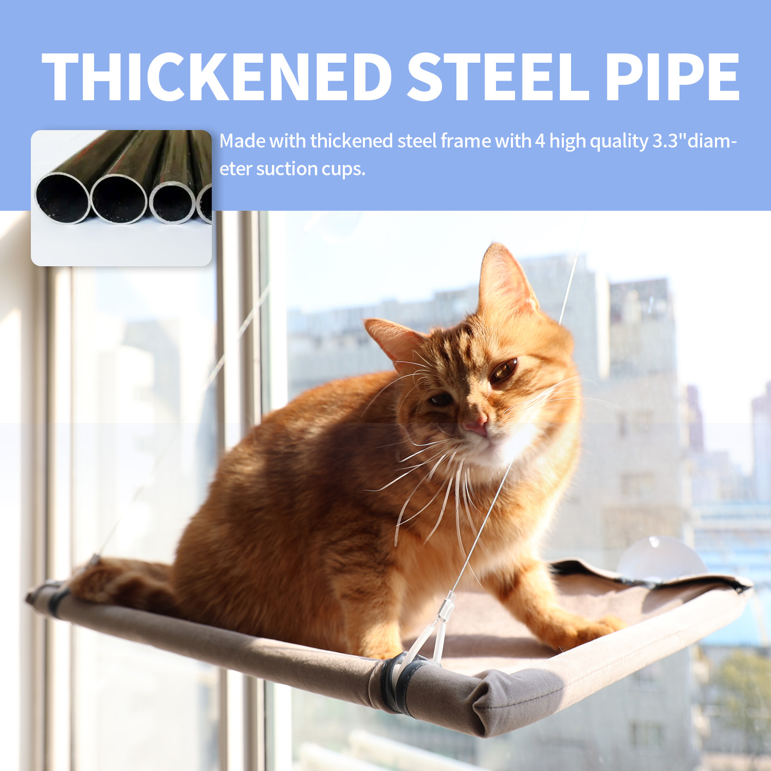 PAWISE Window Hammock for Cats, Beige