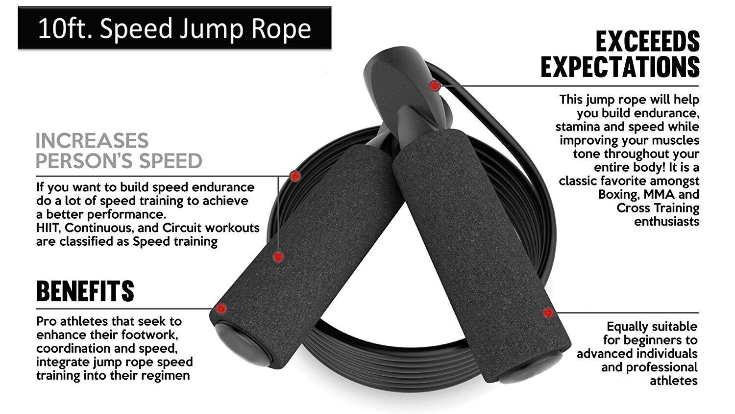 Speed Jump Rope with Ball Bearings and PVC Cable