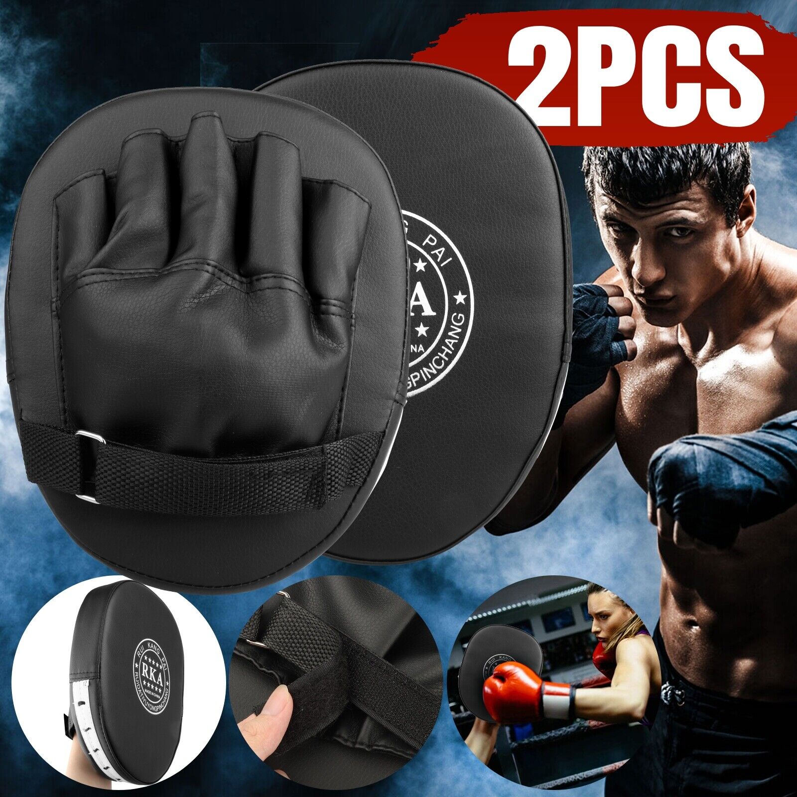 Boxing Punching Mitts Sparring Gloves Kick Pad Bundle
