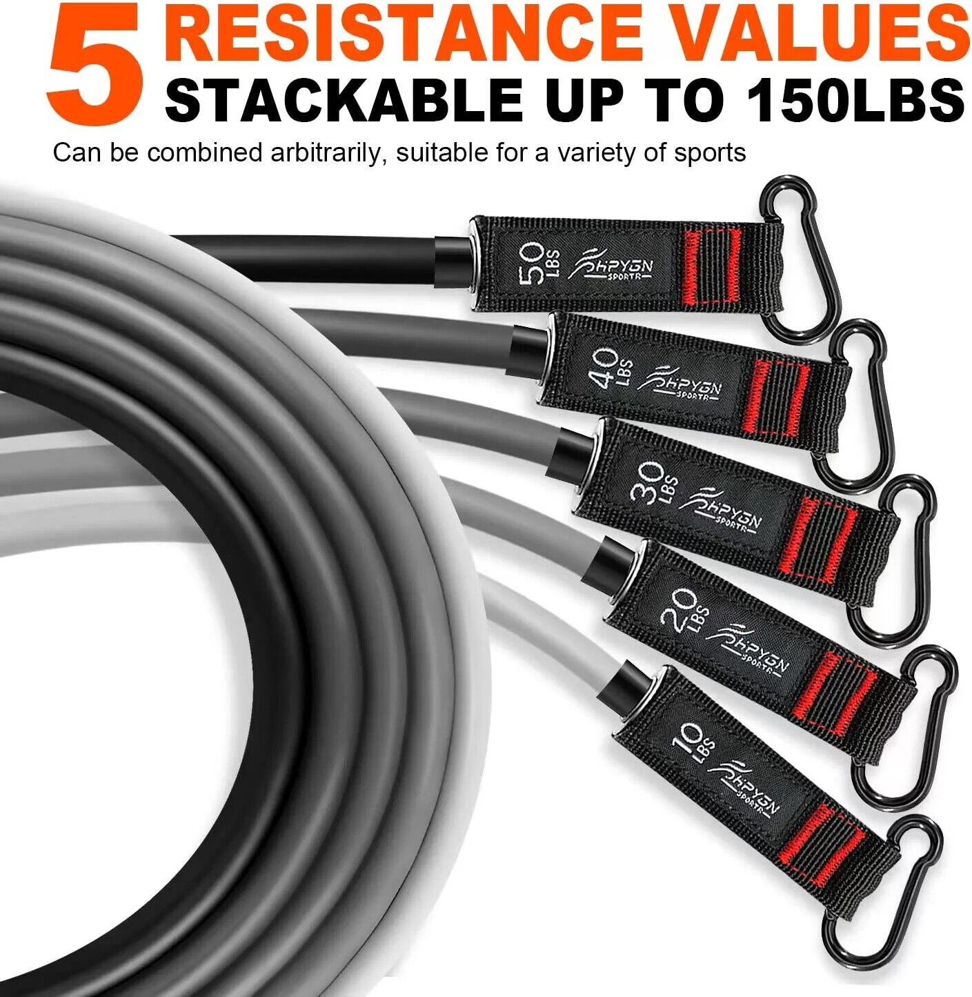 11-Piece Resistance Bands Set for Workout and Fitness