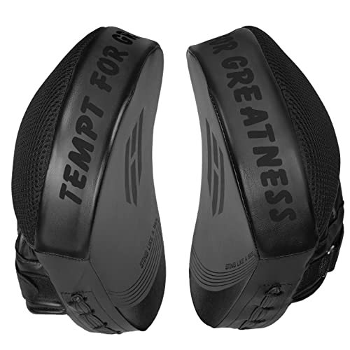 All-Black Leather Punching Mitts for Boxing & Martial Arts
