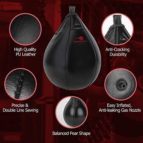 Quality Leather Boxing Speed Bag Set with Carry Bag