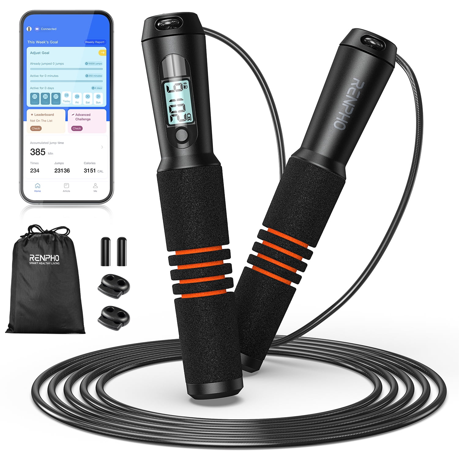 Smart Jump Rope with App Data Analysis and LCD Display