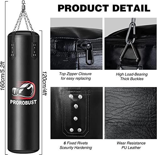 4ft Prorobust Punching Bag Set with 12OZ Gloves