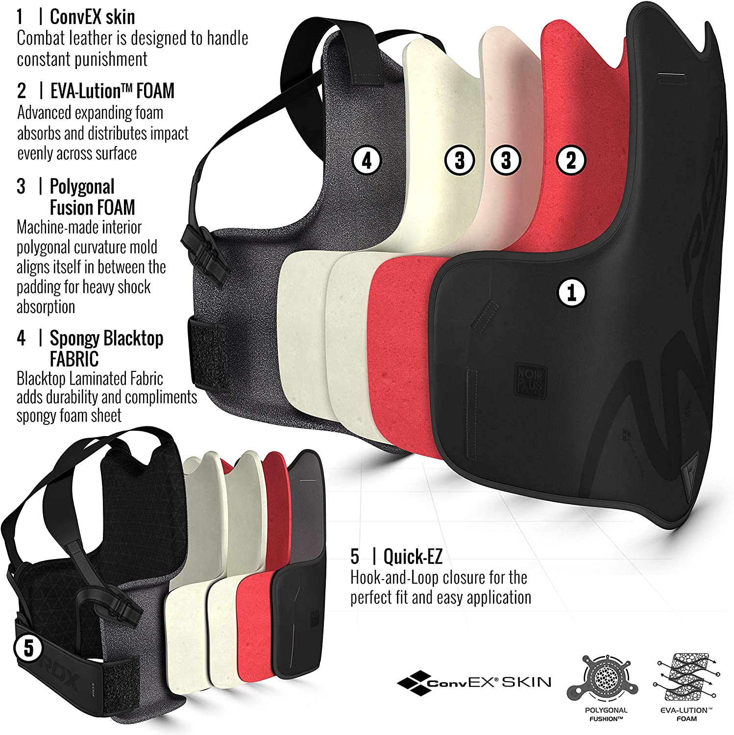 Boxing MMA RDX ConvEX Skin Leather Chest Guard