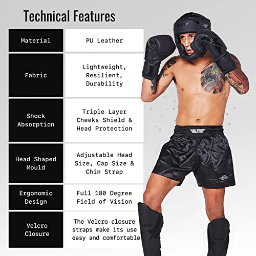 Elite Sports Men's Kickboxing Headgear, Muay Thai Boxing