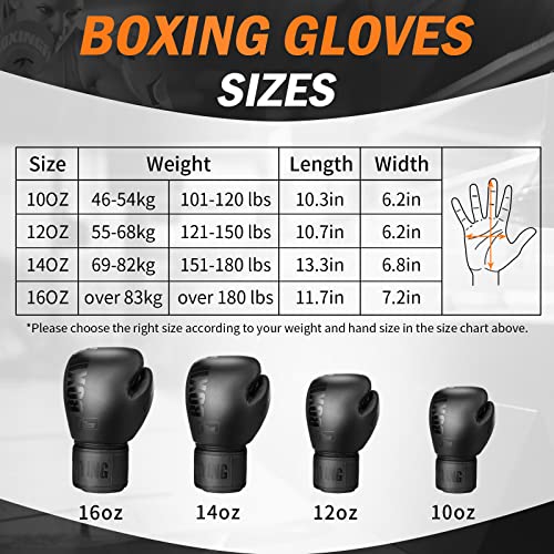 Unisex Black Boxing Gloves for MMA, Muay Thai