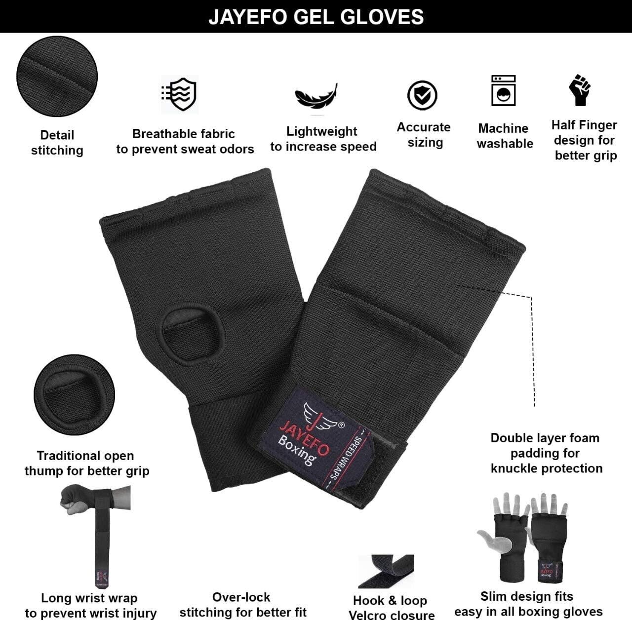 Boxing Inner Gloves - Elastic Hand Wraps with Gel