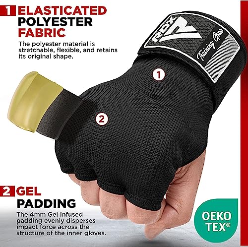RDX Black Training Inner Gloves for Boxing - Large