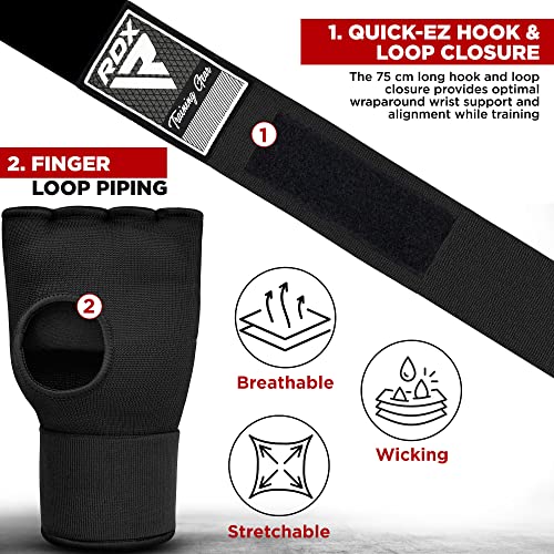 RDX Black Training Inner Gloves for Boxing - Large