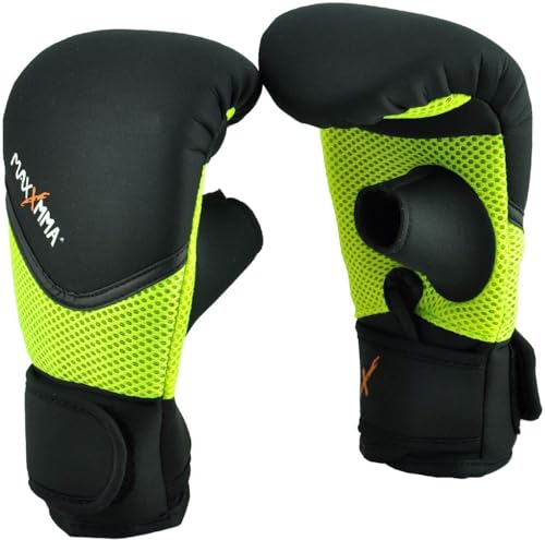 MaxxMMA Washable Heavy Bag Gloves - Boxing Training (Neon Yellow)