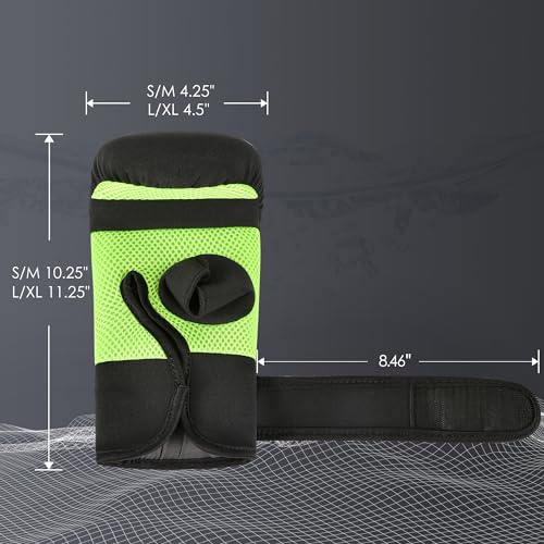 MaxxMMA Washable Heavy Bag Gloves - Boxing Training (Neon Yellow)