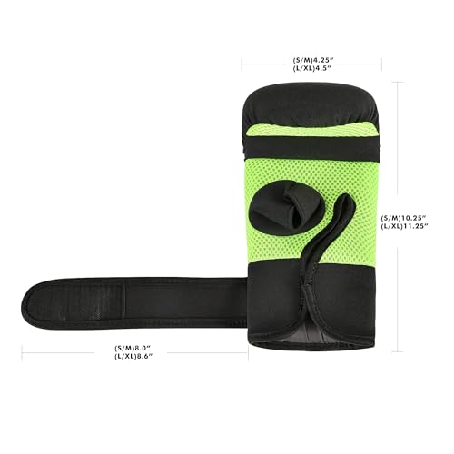 MaxxMMA Washable Heavy Bag Gloves - Boxing Training (Neon Yellow)