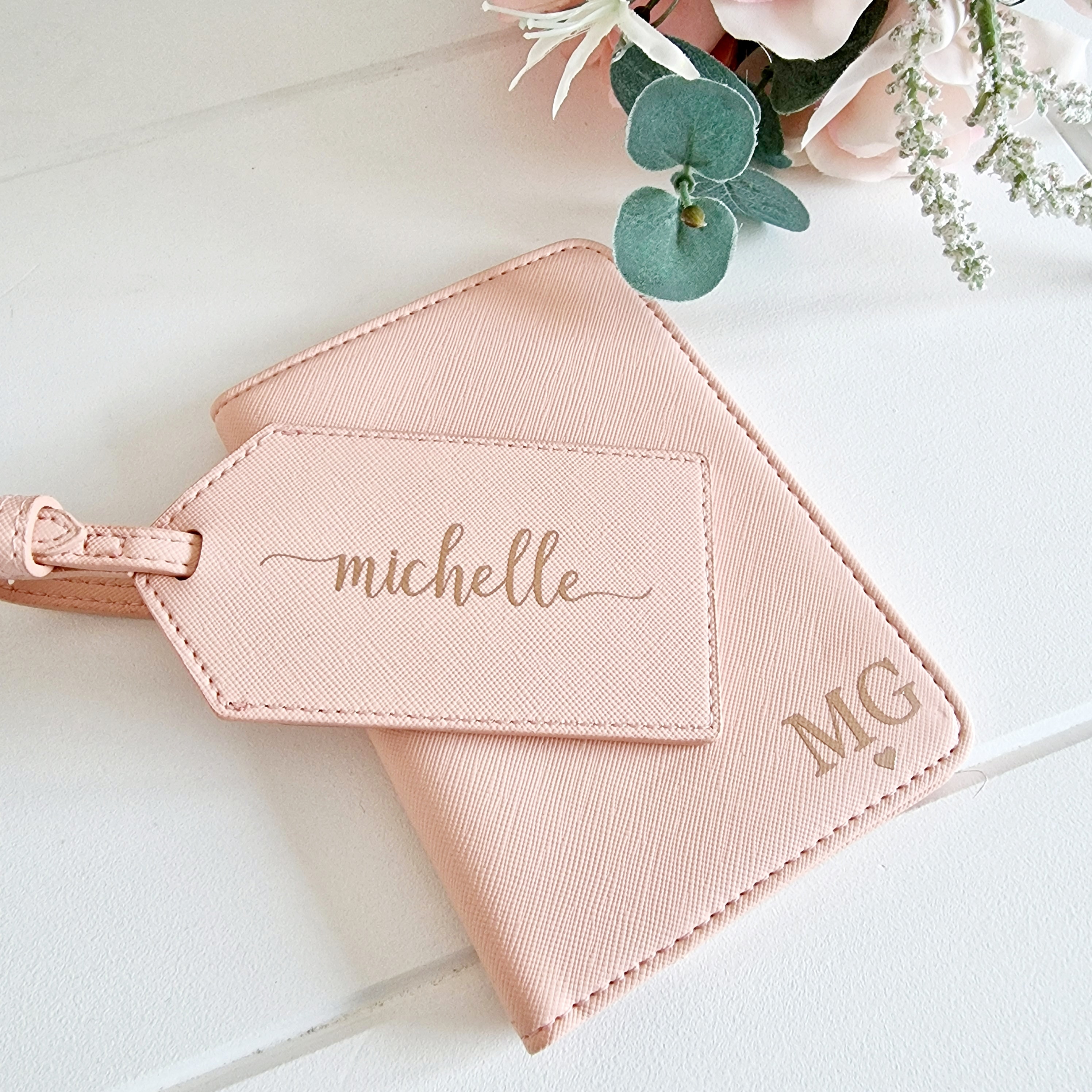 Personalized Passport Holder and Luggage Tag Set